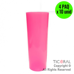 VASO TRAGO LARGO PP CASINO FUCSIA FLUO 280CC (4 pack x 10 unid)